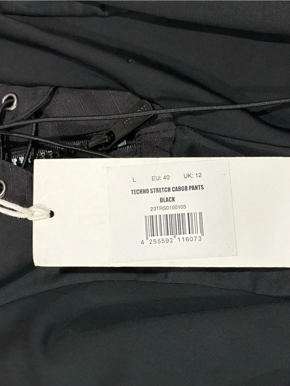 NWT Namilia Techno Stretch Cargo Pants Lace Up Front Multi Pocket Black Large